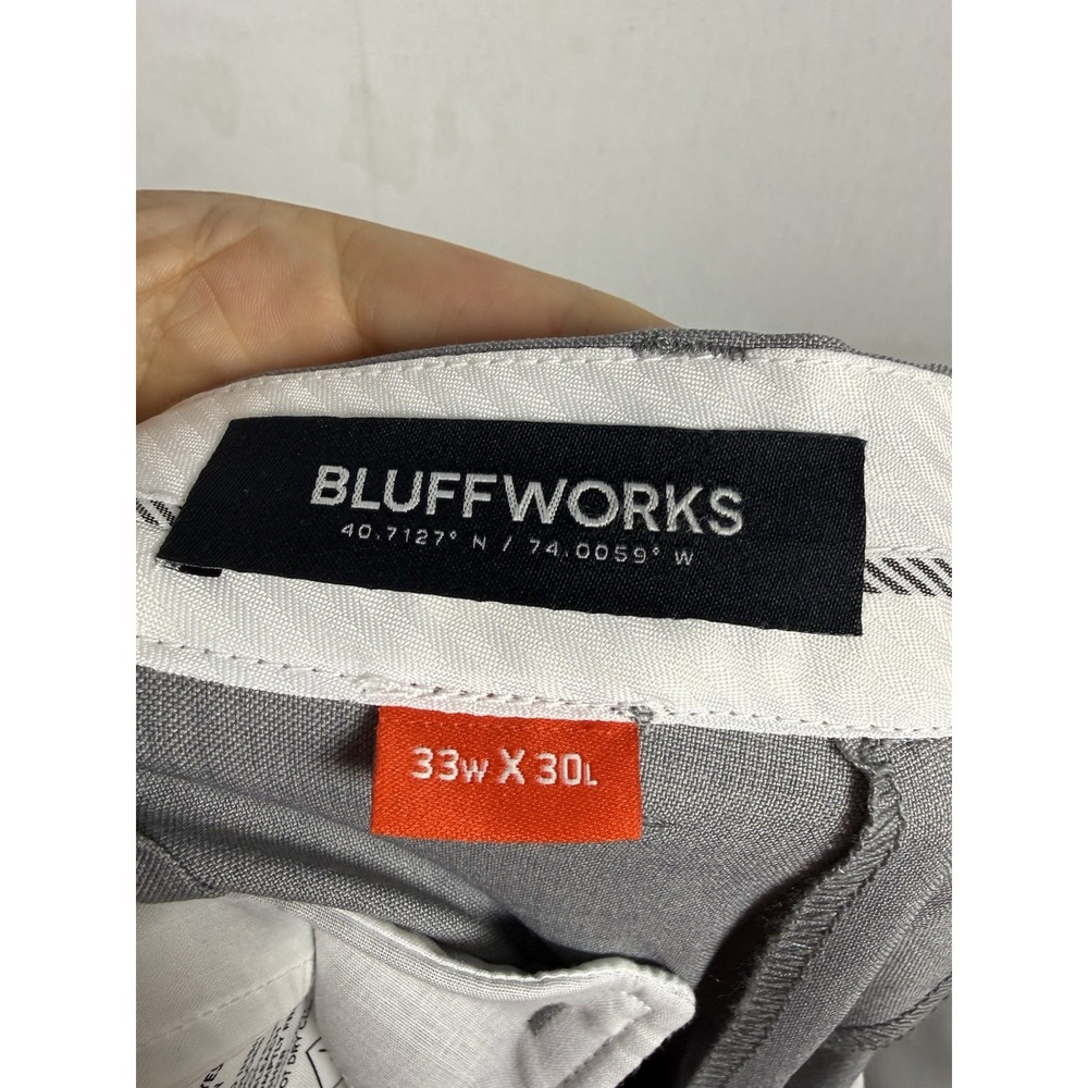 EUC Bluffworks Presidio Pants Mens 33x30 Gray Regular Fit Dress Business NYC - Picture 3 of 6